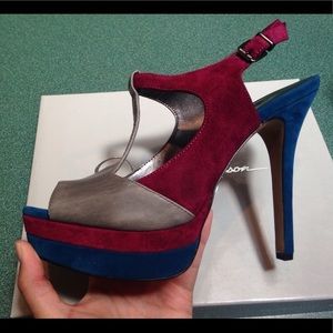 Color block platform heels